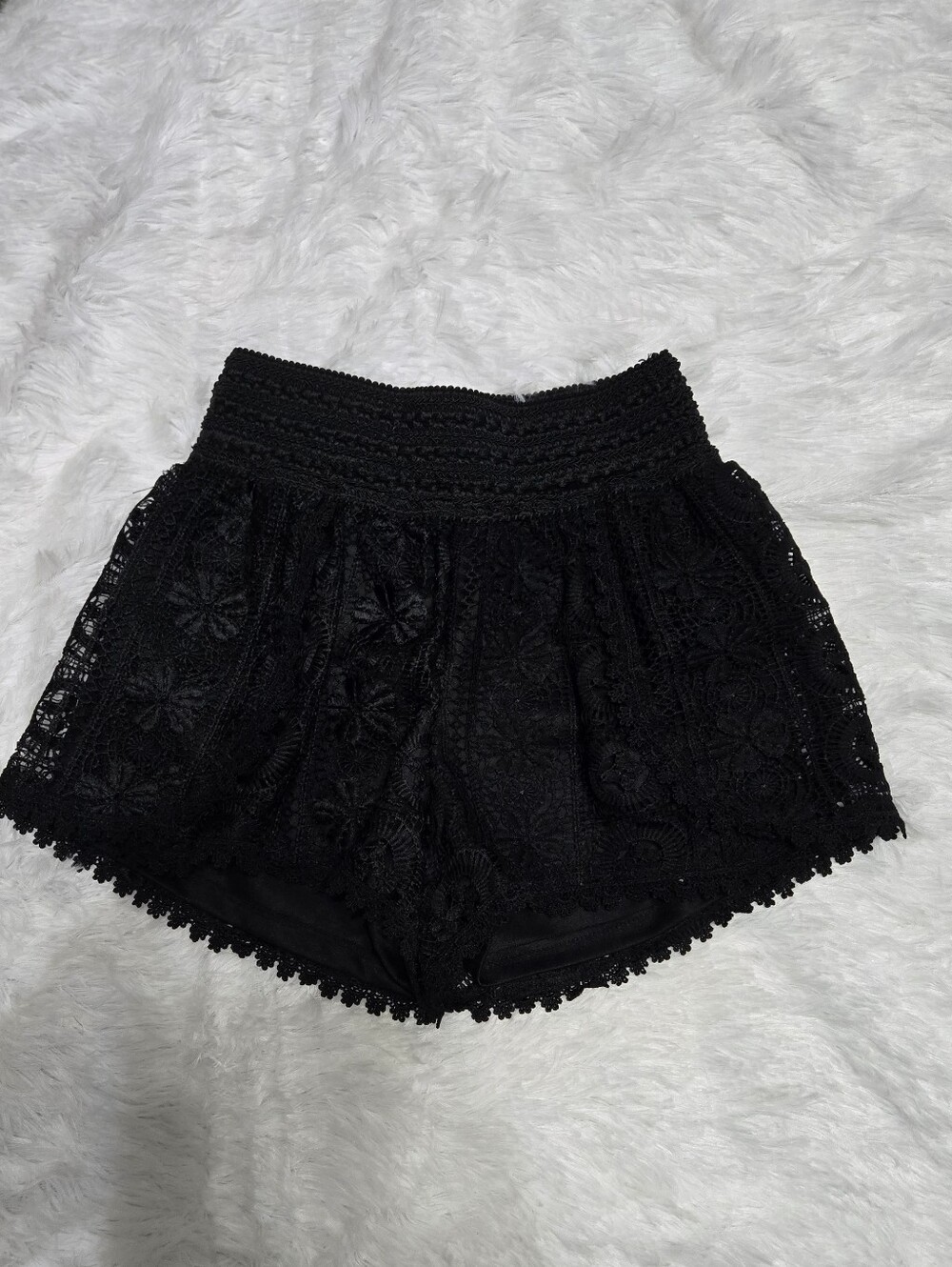 Vanity Black Lace Crochet Women's Shorts